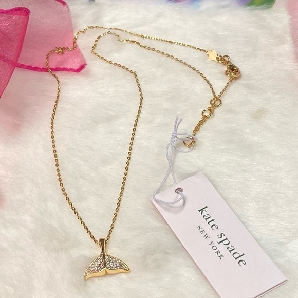 NWT KATE SPADE ♠️ WHALE TAILS PAVE MINI PENDANT NECKLACE - Picture 5 of 6